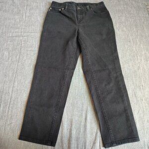 VINTAGE Ralph Lauren Jeans Womens Size 8P Black Dark Wash Straight Leg